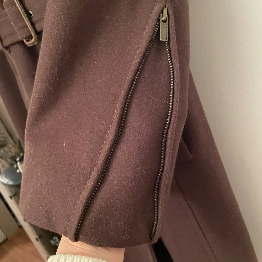 BCBGMaxAzria Brown Wool Women's Long Coat - Picture 7 of 12